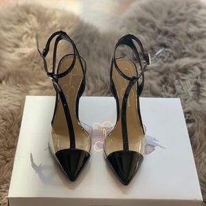 Jessica Simpson size 8.5 clear and black heels